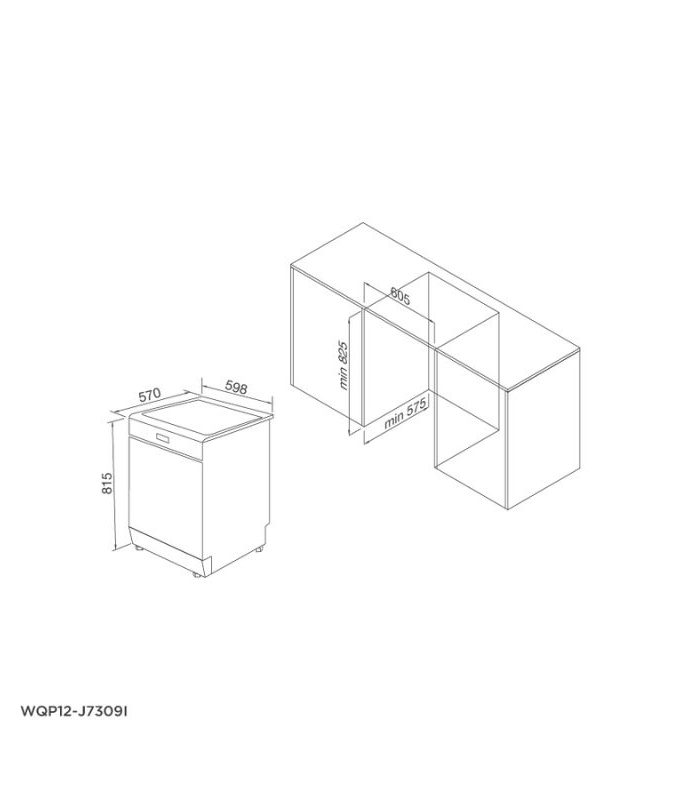 Máy rửa bát âm tủ Malloca WQP12-J7309I 3 Thiết kế của Máy rửa bát âm tủ Malloca WQP12-J7309I