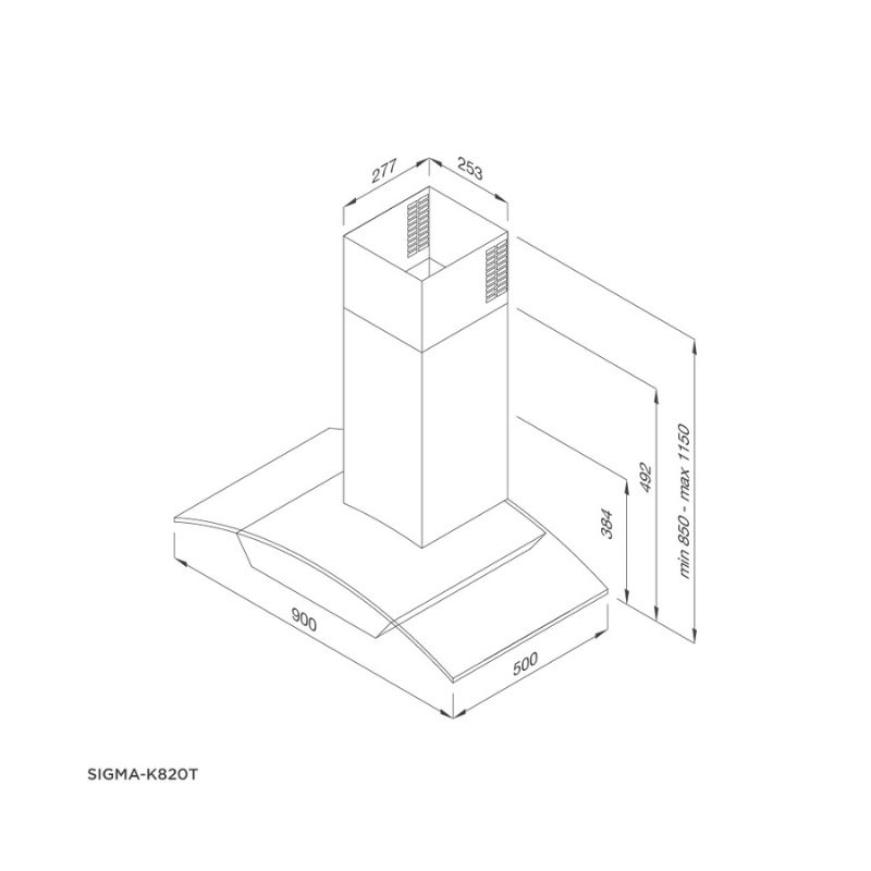 Thiết kế của Máy hút mùi Malloca Luxury SIGMA-K820T Thiết kế của Máy hút mùi Malloca Luxury SIGMA-K820T