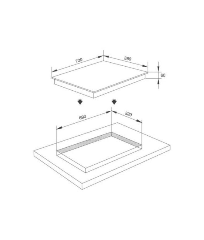 kích thước của Bếp từ kết hợp hồng ngoại Malloca MH-02IR PG