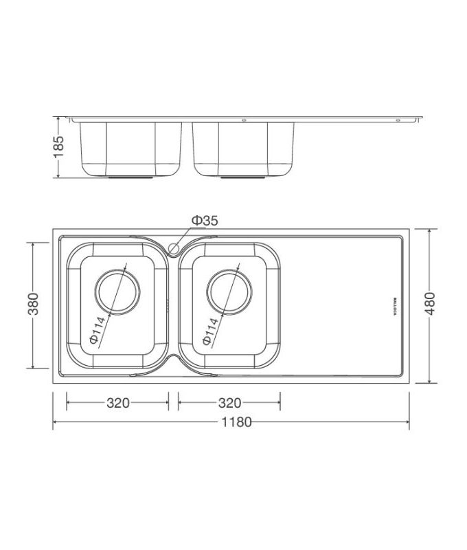 Kích thước của Chậu rửa bát Malloca MS 1026R