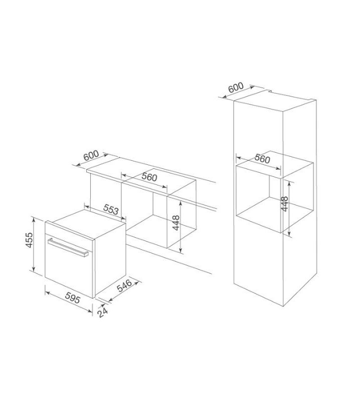 Kích thước lò vi sóng âm tủ Malloca MW-40CP